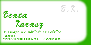 beata karasz business card